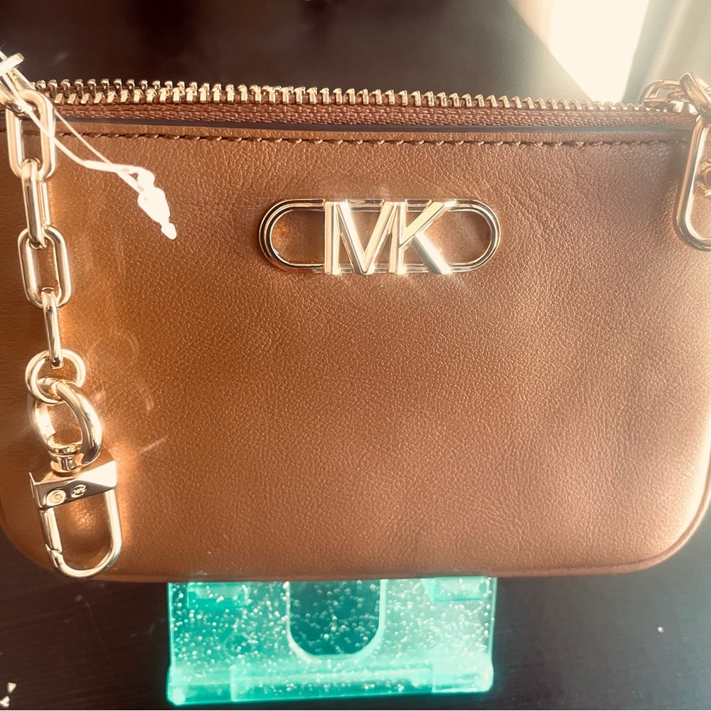Michael Kors Tan Leather Pouch with Gold Hardware NWT